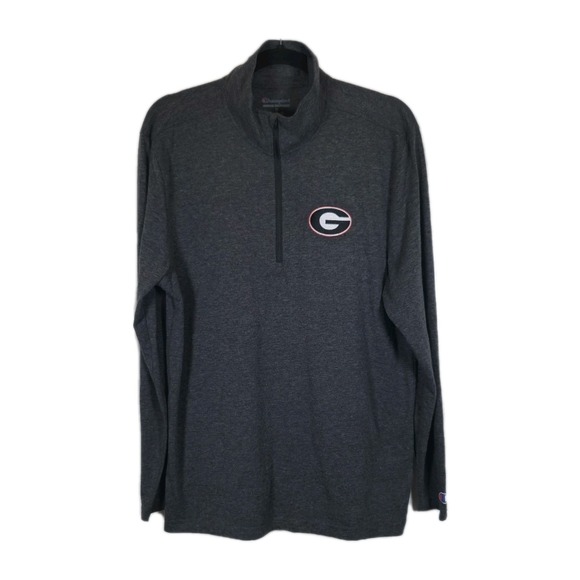 Champion Tops - Georgia Bulldogs Womens Gray Long Sleeve Shirt 1/4 Zip Pullover NCAA Football M